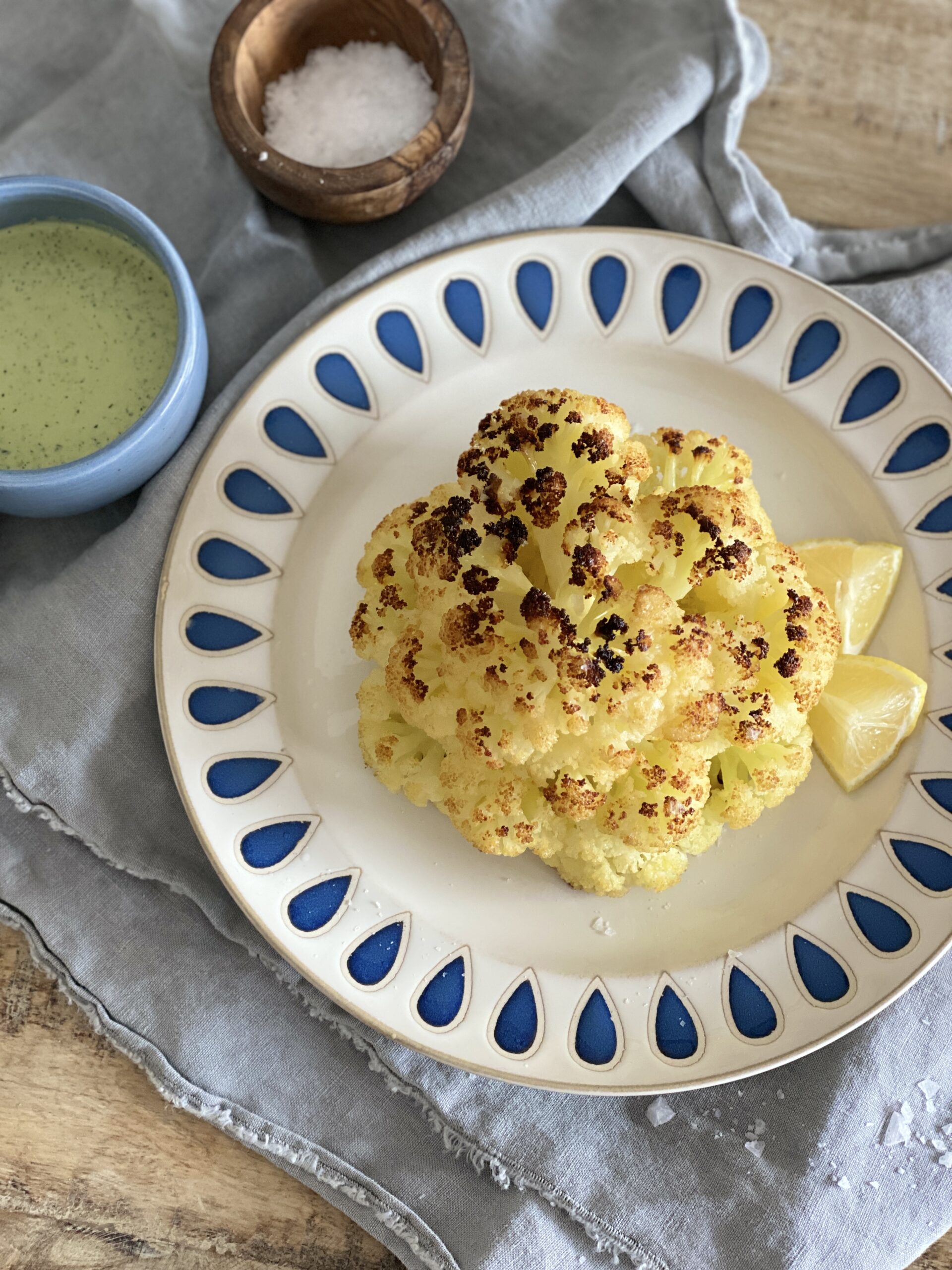Cookbook Club: Ottolenghi Simple & Roasted Whole Cauliflower with Green  Tahini Sauce – Lindsay Glenn